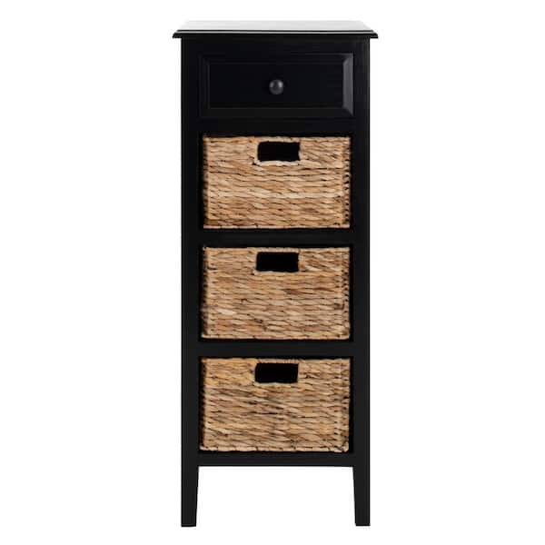 michaela distressed black storage side table