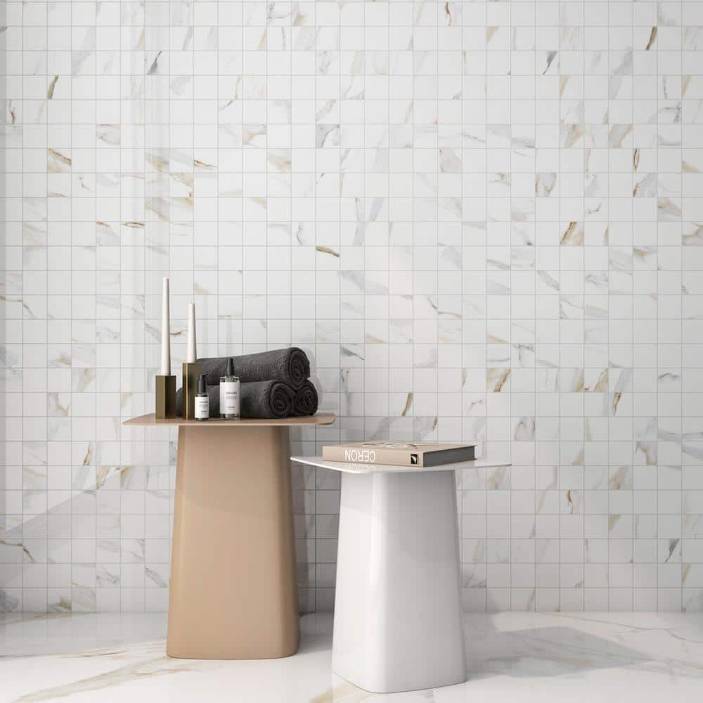 Aurora Gold Matte Porcelain Mosaic Tile Sheet 11.81'' x 11.81''