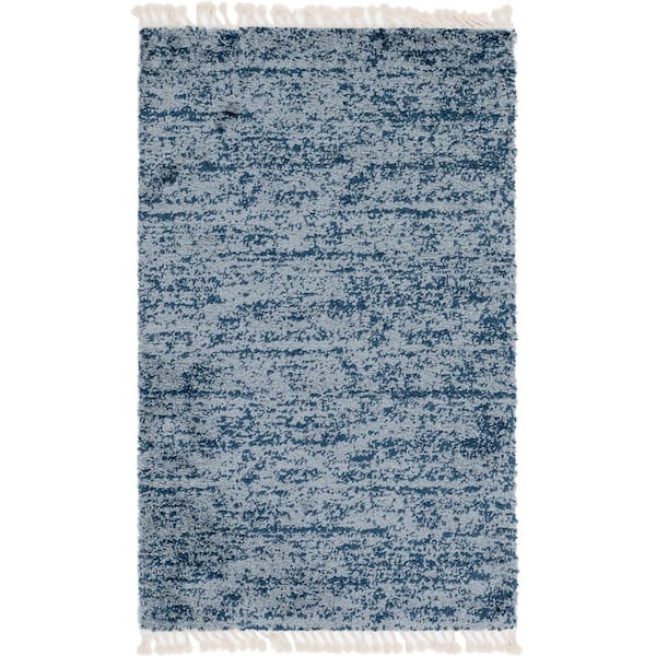 Unique Loom Hygge Shag Misty Blue 5 ft. x 8 ft. Area Rug