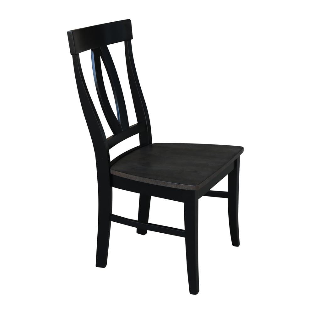 Elegant Cosmo High-Back Side Chair in Coal-Black Solid Wood