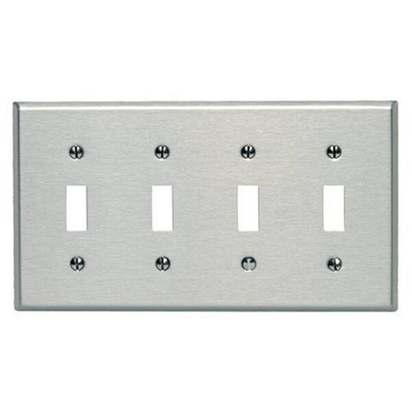 Leviton Stainless Steel 4-Gang Toggle Wall Plate (1-Pack)