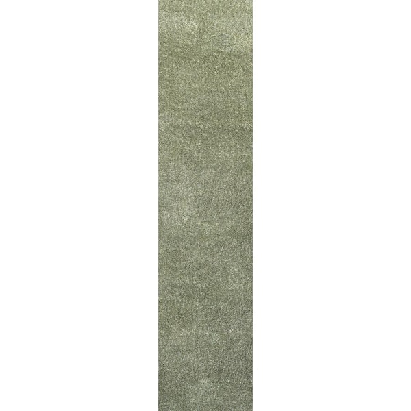 Haze Solid Low-Pile Green 2 ft. x 12 ft. Runner Rug