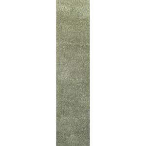 Haze Solid Low-Pile Green 2 ft. x 16 ft. Runner Rug