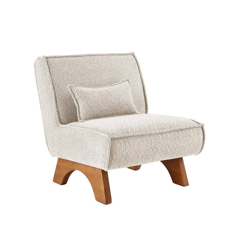 Art Leon COZY Off White Fabric Accent Slipper Chair with Lumbar