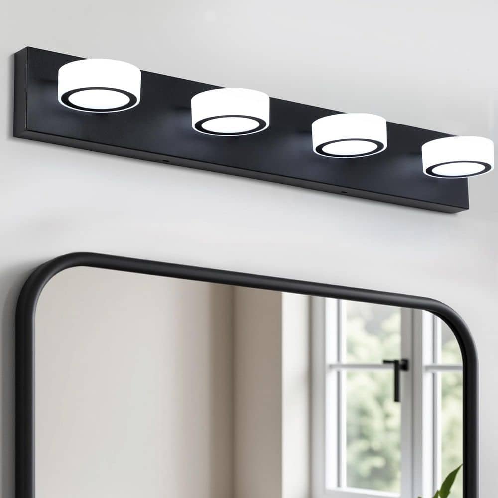29.1 in. 4-Light Acrylic Matte Black Bathroom Vanity Light, Bulb Not Included price history on PriceWatchPro