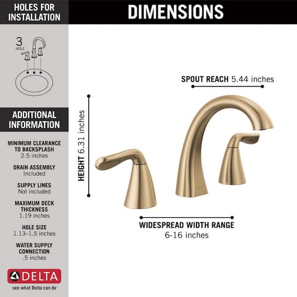 Delta Trinsic 8 in Widespread 2-Handle Bathroom Faucet Champagne Bronze 