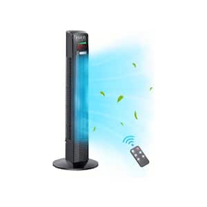 65 in. 3-Fan Speeds Tower Fan in Black with Oscillation Cooling and Automatic Mode