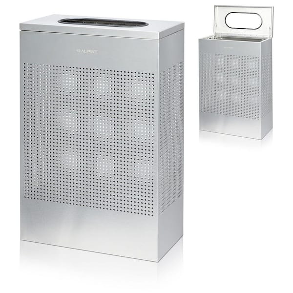 13 Gal. Perforated Stainless Steel Open Top Commercial Slim Trash Can with Lid (2-Pack)