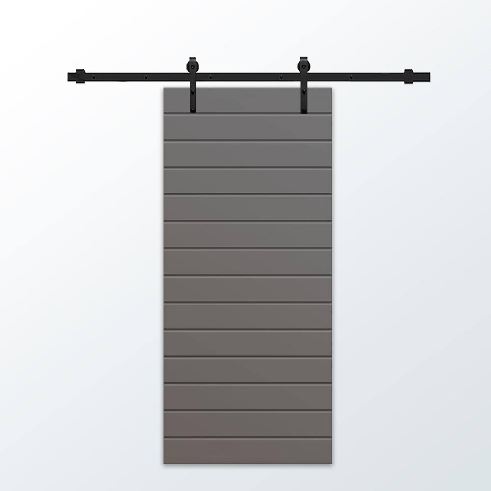30 in. x 96 in. Light Gray Painted Composite MDF Paneled Interior Sliding Barn Door with Hardware Kit price history on PriceWatchPro