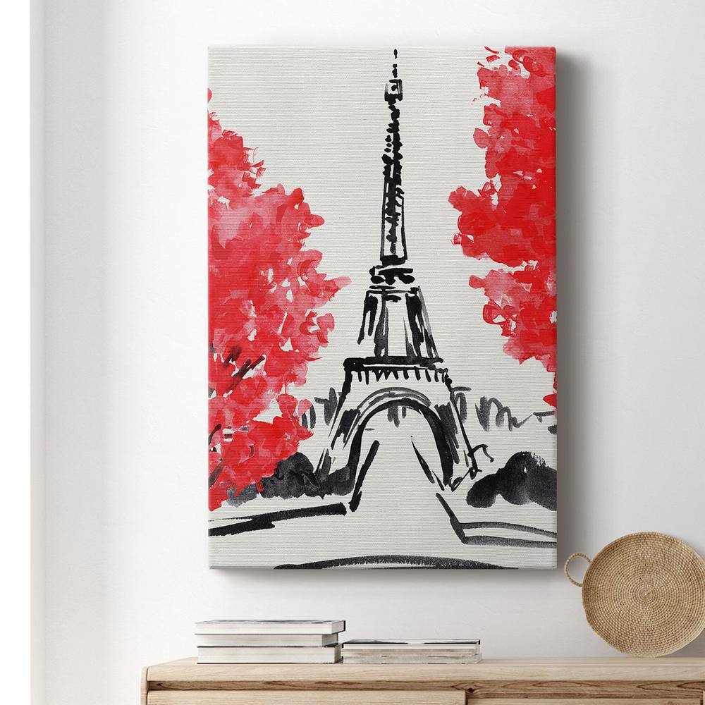 Eiffel Tower Red and Black Canvas Art with Solid Wood Frame