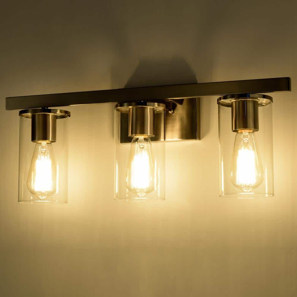 Nickel 3-Light Vanity Light with Clear Glass Shades