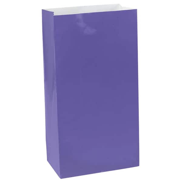 Amscan 6.5 in. x 3in. Purple Mini Paper Bags (12-Count, 9-Pack)