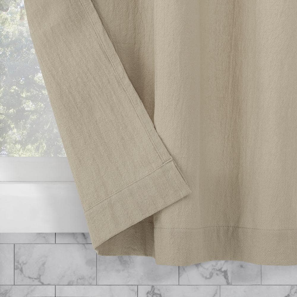 Oatmeal Cotton Sheer Twist Tab Cafe Curtain Pair