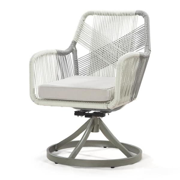 Sudzendf 1-Pieces Wicker Outdoor Patio Rocking Lounge Chair with Gray Cushion