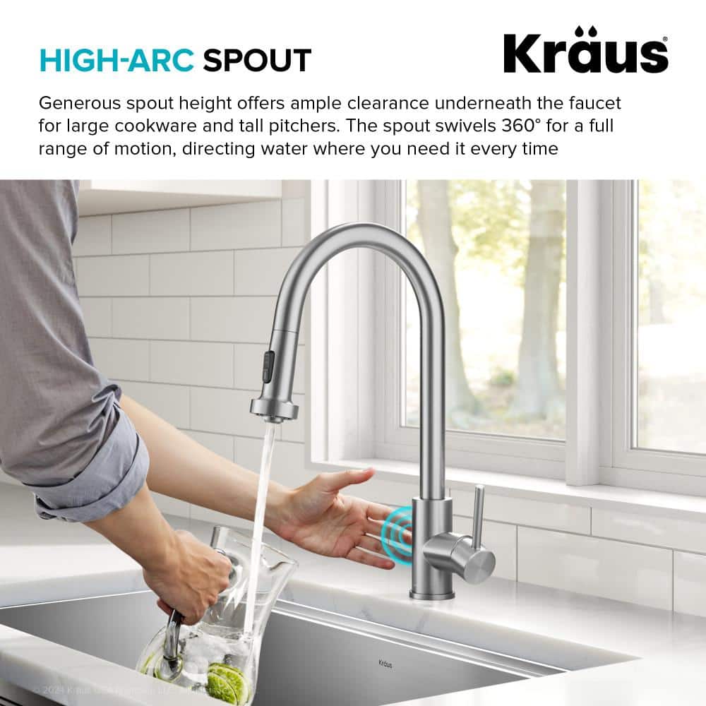Stainless Steel Touchless Kitchen Faucet with Pull-out Spray