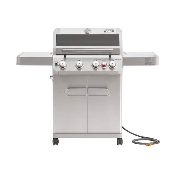 Mesa 5-Burner Natural Gas Grill in Stainless Steel with Broil Zone, Clear View Lid, and LED Controls