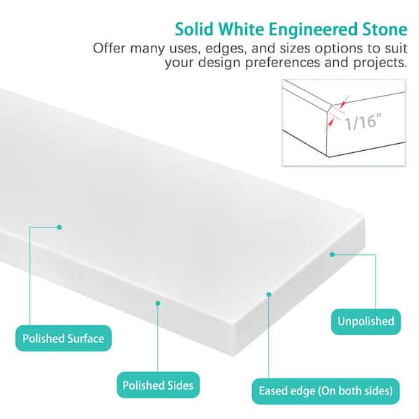 Scott Living 4-in H x 21-in L White Engineered Bathroom Side Splash Scott Living 4-in H x 21-in L White Engineered Bathroom Side Splash