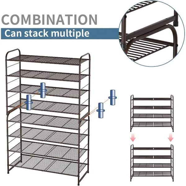 25.5 in. H 12-Pair 4-Tier Yellow Metal Shoe Rack