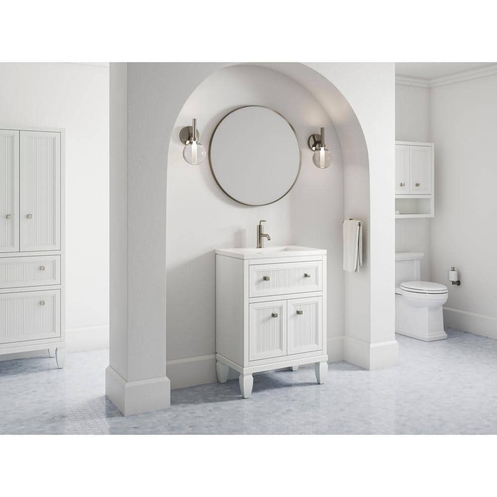Hearthaven 24" White Freestanding Single Vanity with Quartz Top