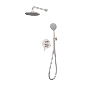 Aquata 7 in. x 19-1/2 Rain Fall Shower Faucet Set with Handshower in Brushed Nickel