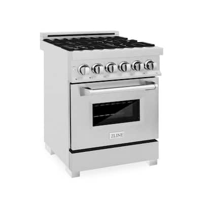 24" Professional Dual Fuel Range in DuraSnow Stainless with DuraSnow Stainless Door (RAS-SN-24)