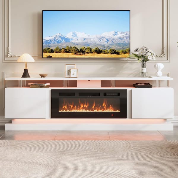Sizzim 80 in. Freestanding Electric Fireplace TV Stand with