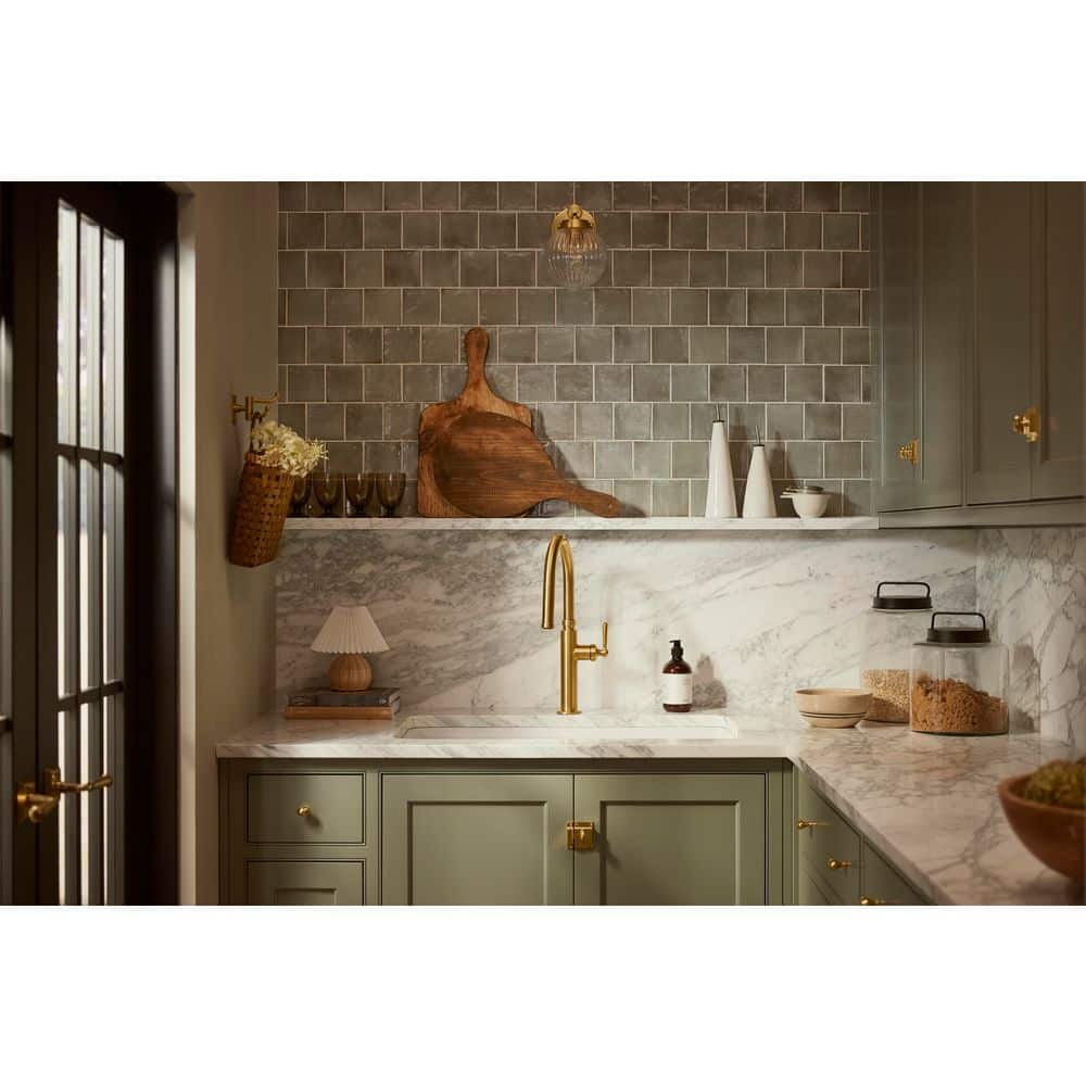 Vibrant Brushed Moderne Brass Pull-Down Kitchen Faucet