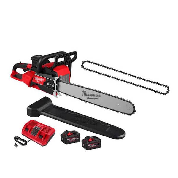 M18 FUEL 18V 20 in. Brushless Cordless Dual Battery Chainsaw Kit w/ Extra Chain, (2) 8.0 Ah FORGE Batteries, Charger