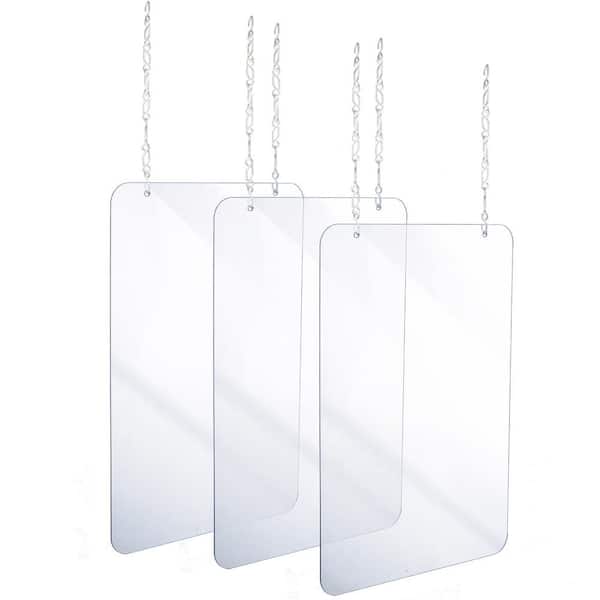 Alpine Industries 30 in. x 40 in. x 0.18 in. Clear Acrylic Sheet Hanging Protective Sneeze Guard (3-Pack)