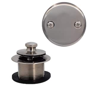 1-1/2 in. Twist and Close Tub Trim Set with 2-Hole Overflow Faceplate in Satin Nickel