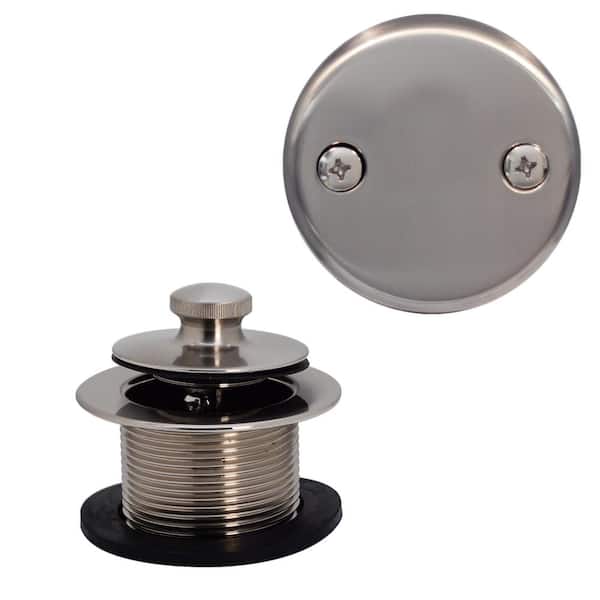 Westbrass 1-1/2 in. NPSM Coarse Thread Twist and Close Tub Trim Set with 2-Hole Overflow Faceplate in Satin Nickel