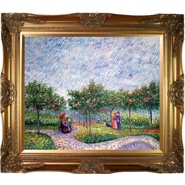 LA PASTICHE Couples in Voyer d Argenson Park at Asnierse by Vincent Van Gogh Victorian Gold Framed People Art Print 28 in. x 32 in.