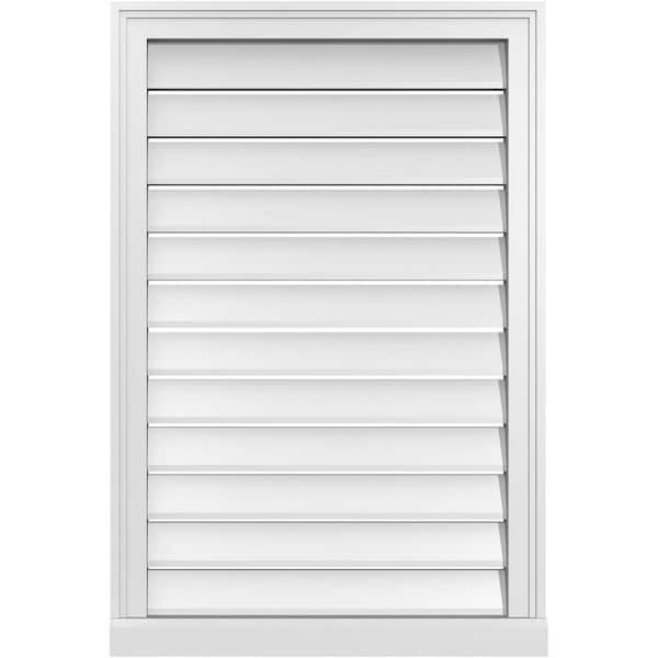 Ekena Millwork 24" x 36" Vertical Surface Mount PVC Gable Vent: Functional with Brickmould Sill Frame