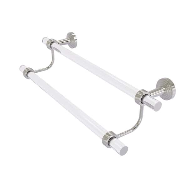 Pacific Beach Collection 30 in. Wall Mounted Double Towel Bar with Groovy Accents in Satin Nickel