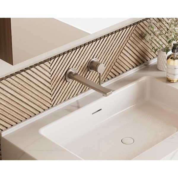 TINIAN Single Handle Wall Mount Bathroom Sink Faucet Trim with Pop-Up Drain in Brushed Nickel