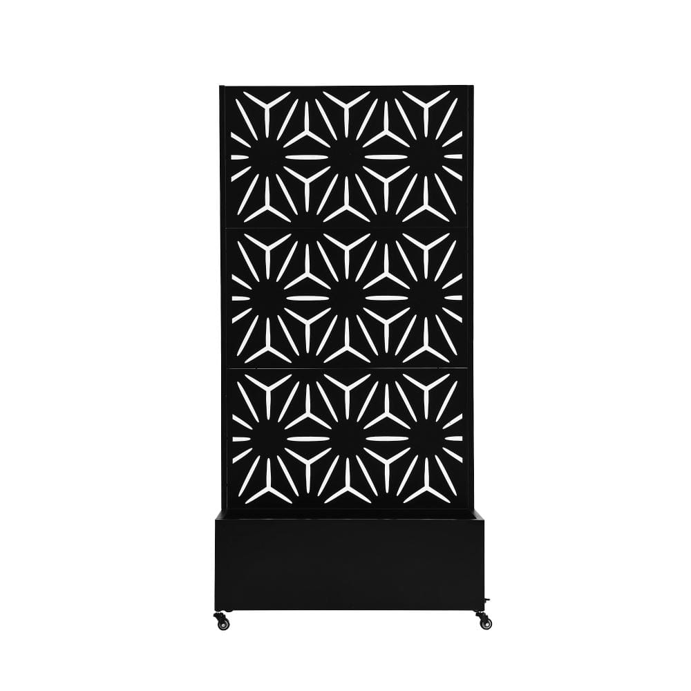 70.8 in. H × 35.4 in. W Black Privacy Metal Garden Fence Screen Panels with Planter Box and Lockable Wheels price history on PriceWatchPro