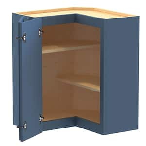 Newport 24 in. W x 24 in. D x 30 in. H in Blue Painted Plywood Assembled Wall Kitchen Corner Cabinet with adj shelves