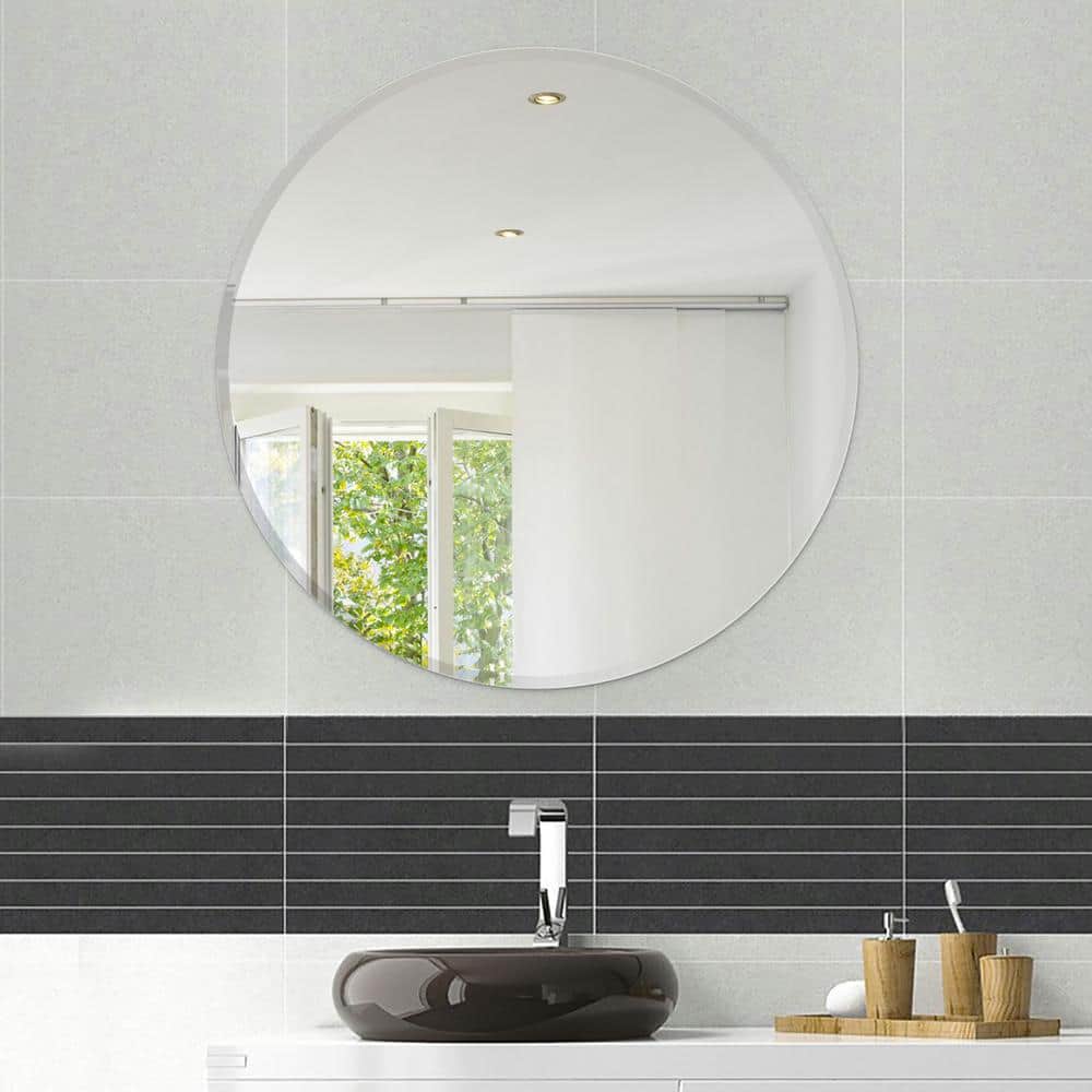 30" Round Frameless Polished Bathroom Vanity Mirror