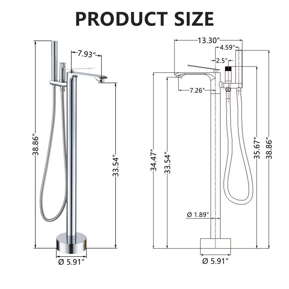 Chrome Plated Freestanding Bathtub Faucet with Handshower