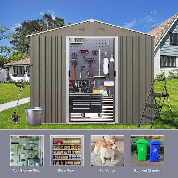 ToolCat 8 ft. W x 10 ft. D Outdoor Metal Tool Storage Shed with