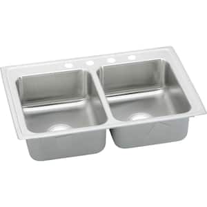 Lustertone 43 in. Drop-in 2-Bowl 18-Gauge  Stainless Steel Sink Only and No Accessories