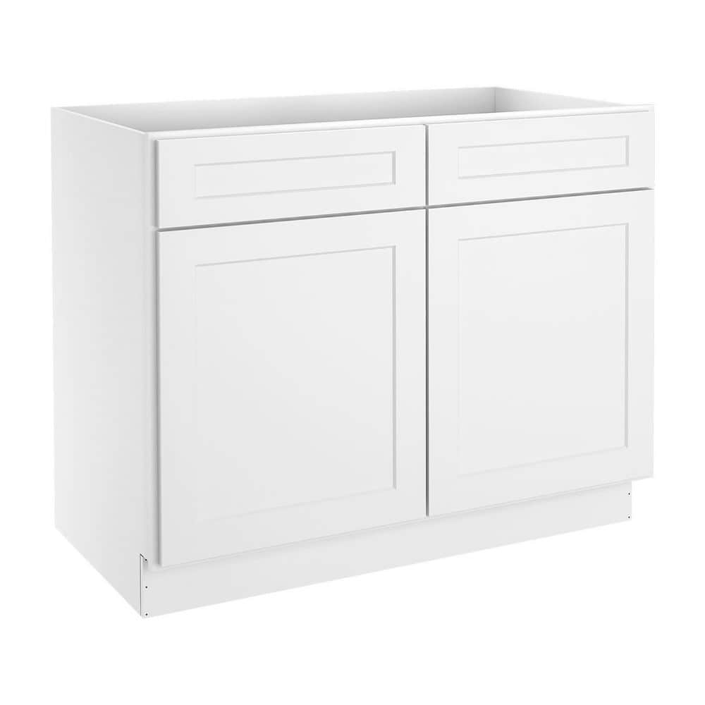 HOMEIBRO 42 in.W x 24 in.D x 34.5 in.H in Shaker White Plywood Ready to ...