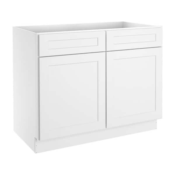 HOMEIBRO 42 in.W x 24 in.D x 34.5 in.H in Shaker White Plywood Ready to Assemble Base Kitchen Cabinet with 2-Drawers 2-Doors