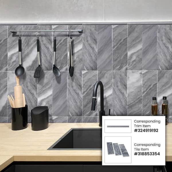 MyHome Celestial Direction Gray3 x 12 Porcelain Floor and Wall Tile MyHome Celestial Direction Gray3 x 12 Porcelain Floor and Wall Tile