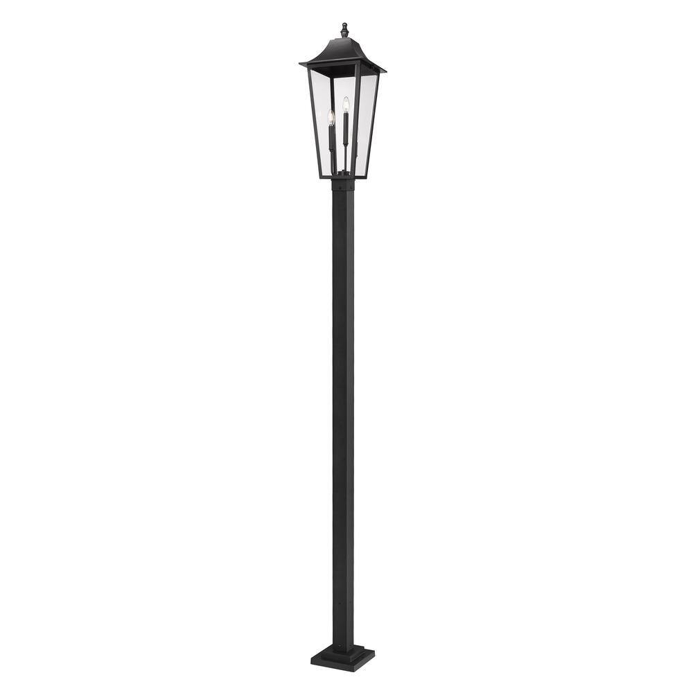 Gannon 3-Light Black Stainless Steel Hardwired Outdoor Marine Grade Post Li