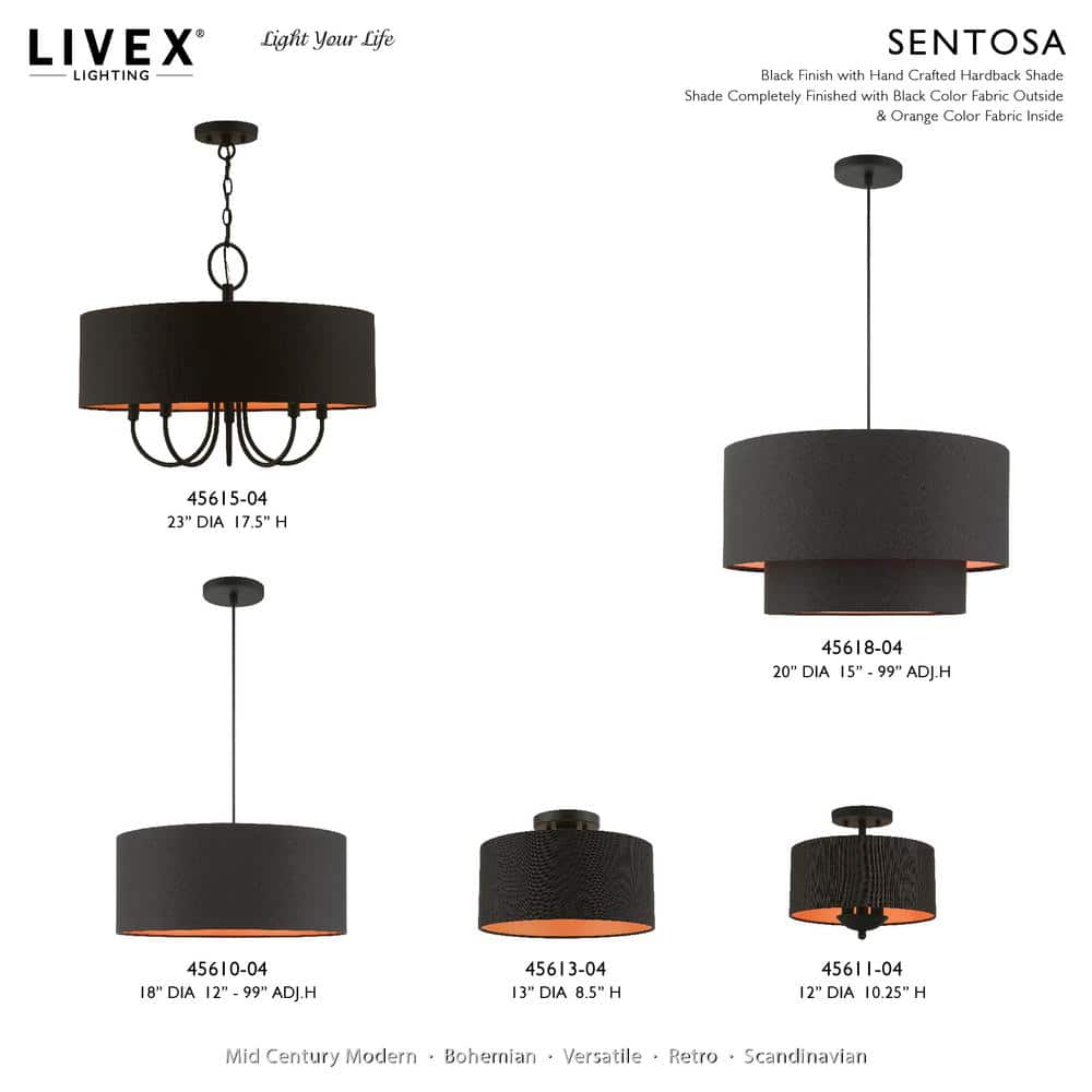 Sentosa Black Steel Drum LED Semi-Flush Mount for Indoor/Outdoor