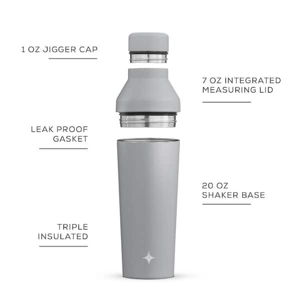JoyJolt Vacuum Insulated 20-oz Cocktail Protein Shaker ,Grey