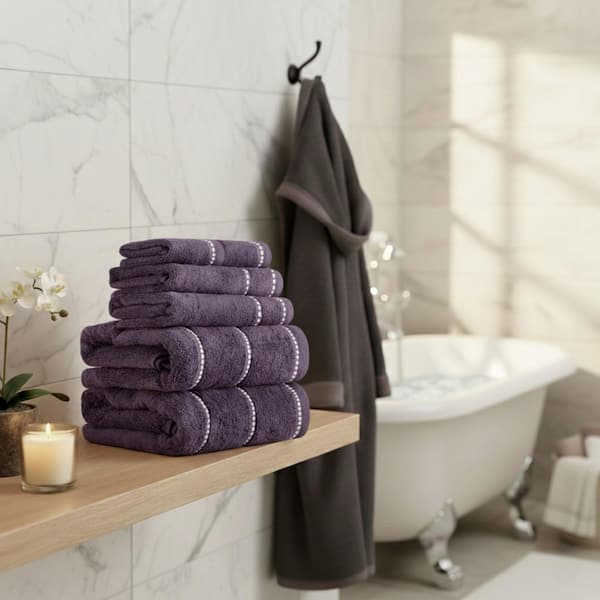 Lavish Home Zero Twist Quick Dry 6-Piece Eggplant Solid Cotton