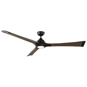 Woody 72 in. Indoor/Outdoor Oil Rubbed Bronze 3-Blade Smart Ceiling Fan with LED Light Kit and Wall Control