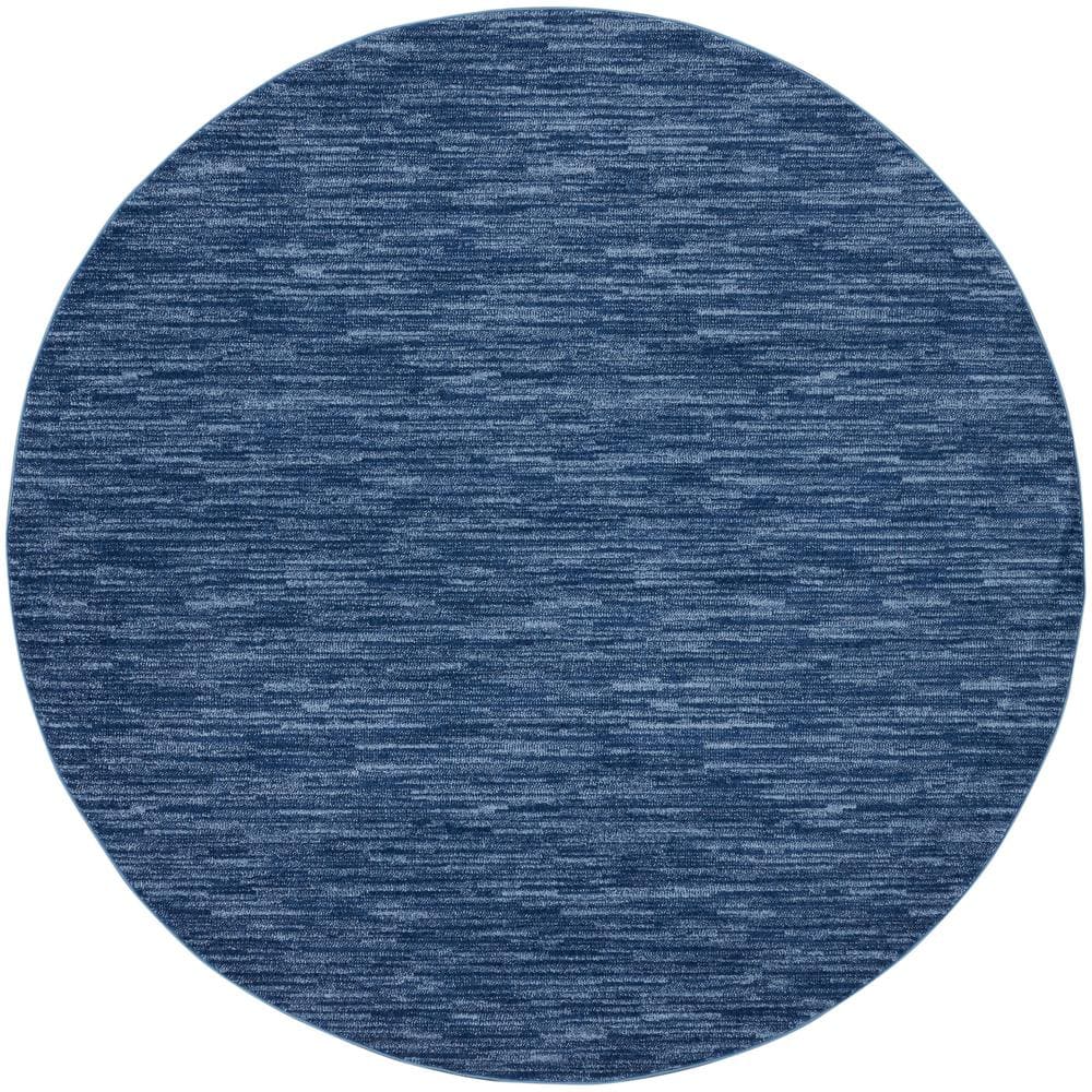 Nourison Essentials 8 ft. x 8 ft. Navy Blue Round Solid Contemporary ...